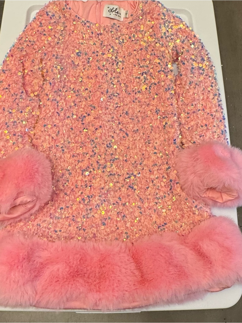 Lola + The Boys Pink Sequin Trim Knit Top